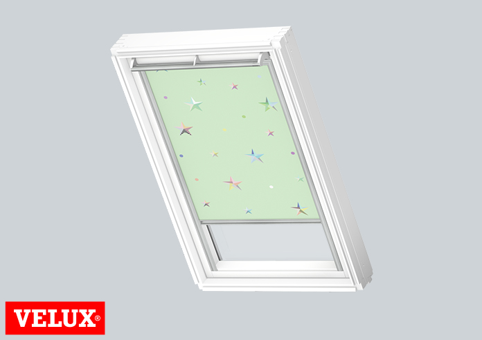 Childrens Roller (Blackout), 4661 Green Stars - VELUX Loft Blind - Image 3